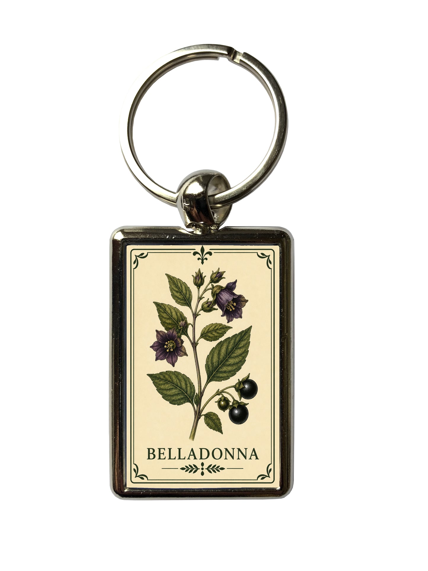 Belladonna Gothic Botanical Metal Keyring