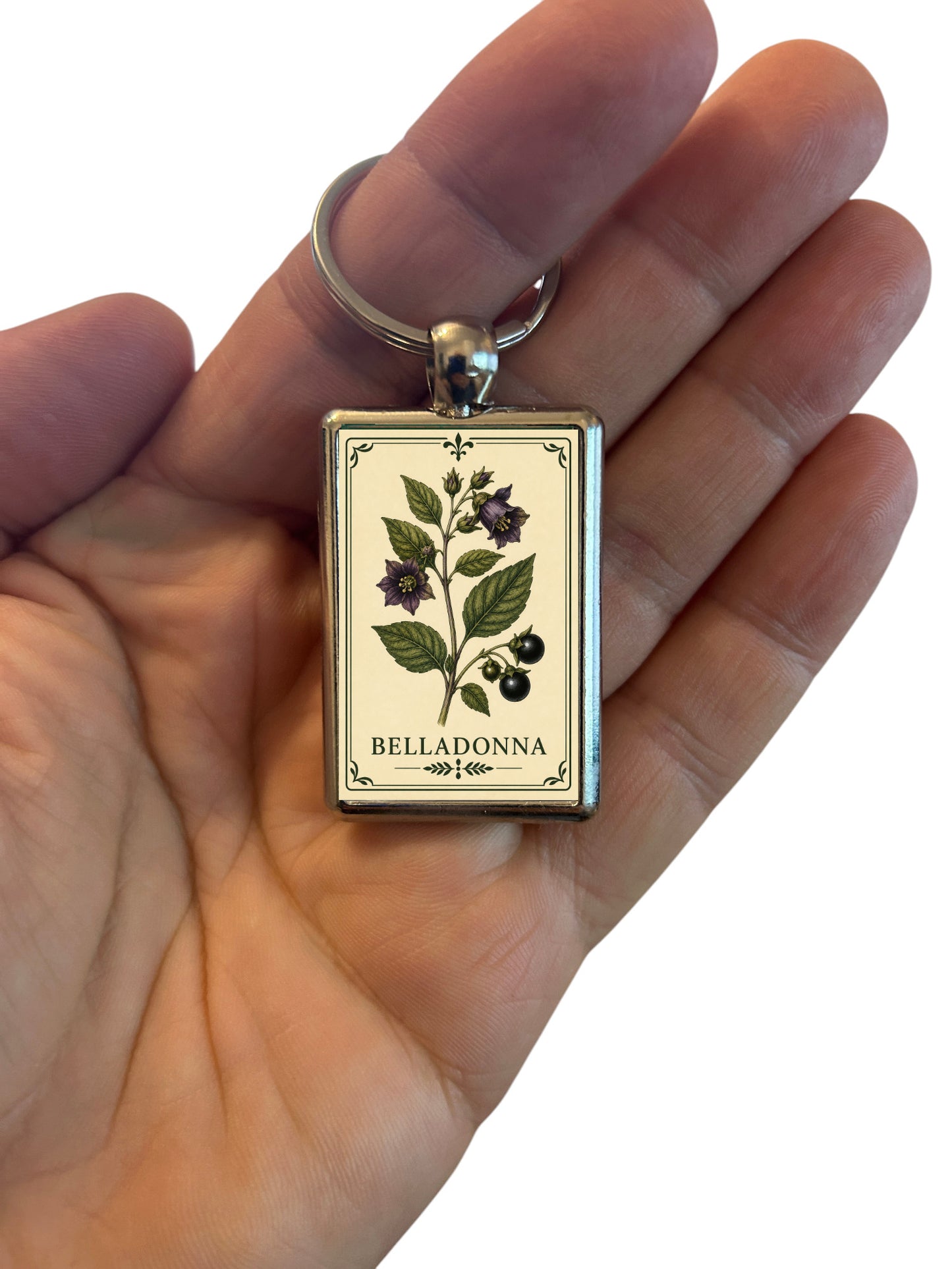 Belladonna Gothic Botanical Metal Keyring