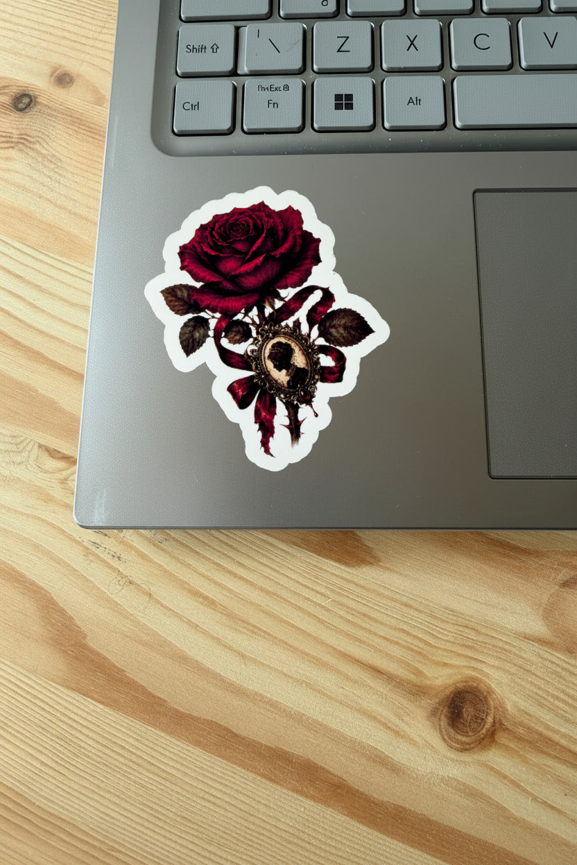 Carmilla Gothic Vampire Rose Vinyl Sticker