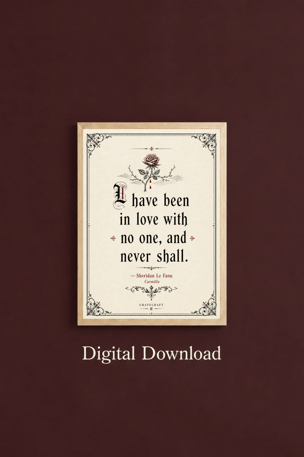Sheridan Le Fanu Carmilla Quote Printable A4 Art Print