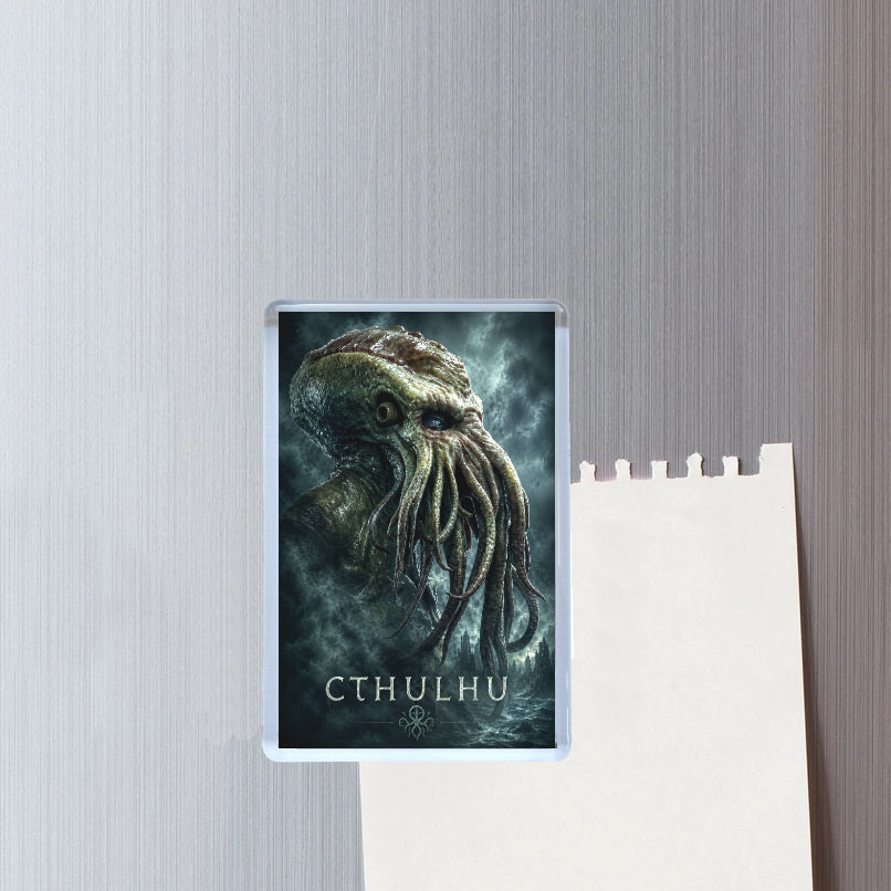Cthulhu poster on a wall with a textured background