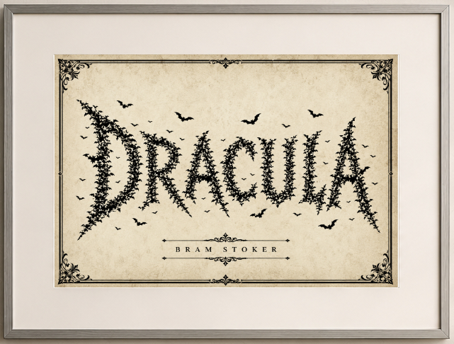 Dracula Bats by Bram Stoker Gothic Art Print displayed as wall art