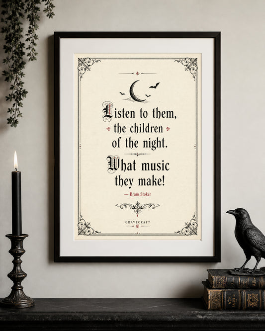 Framed print with a quote on a wall with decorative elements