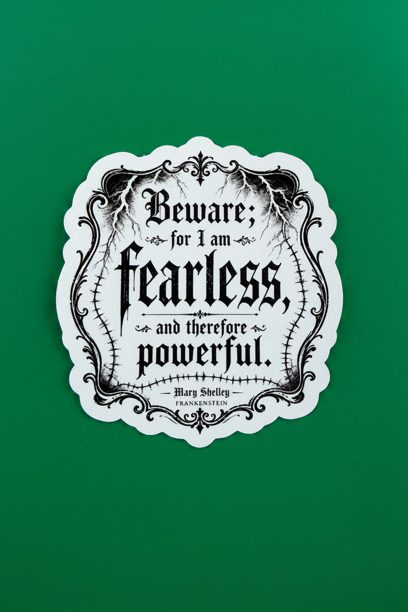 Decorative sticker with text on a green background