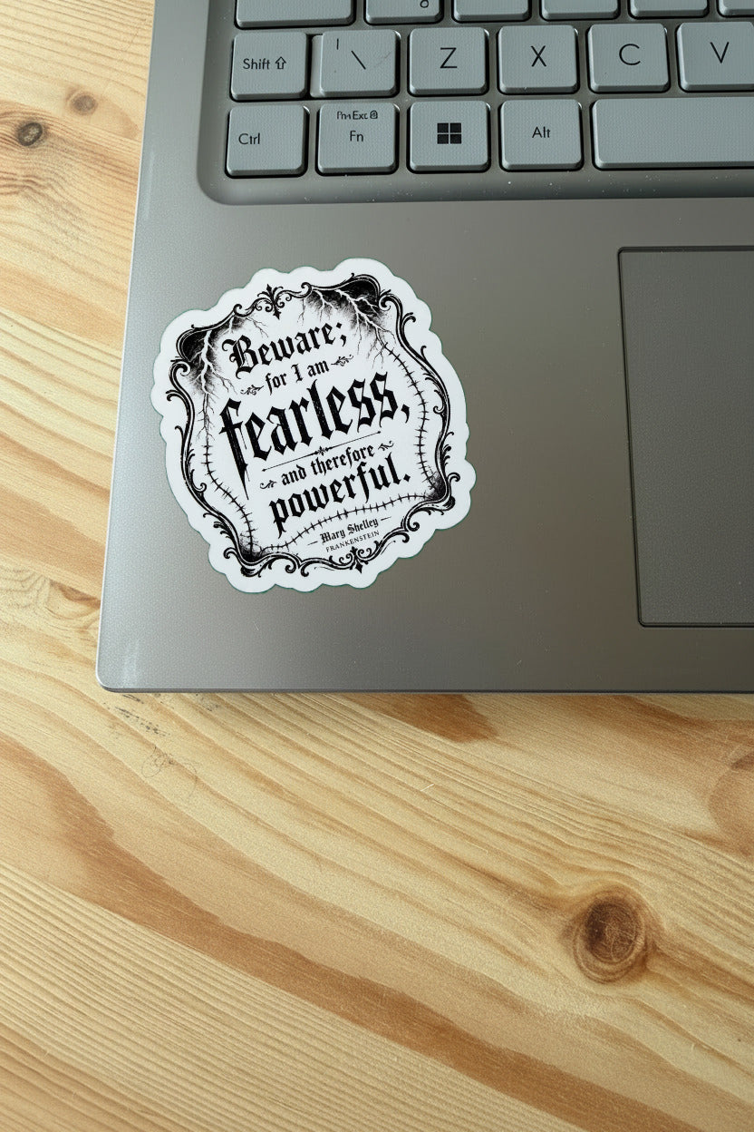 Sticker with text on a laptop keyboard