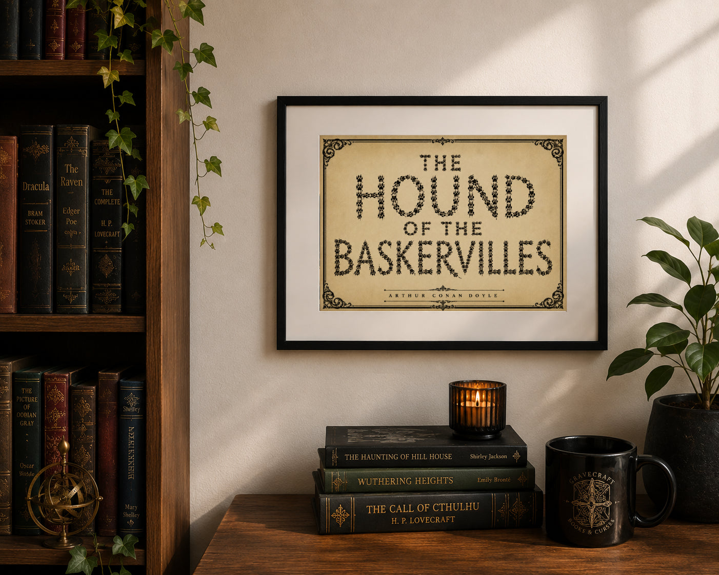 The Hound of the Baskervilles by Arthur Conan Doyle Art Print displayed as wall art