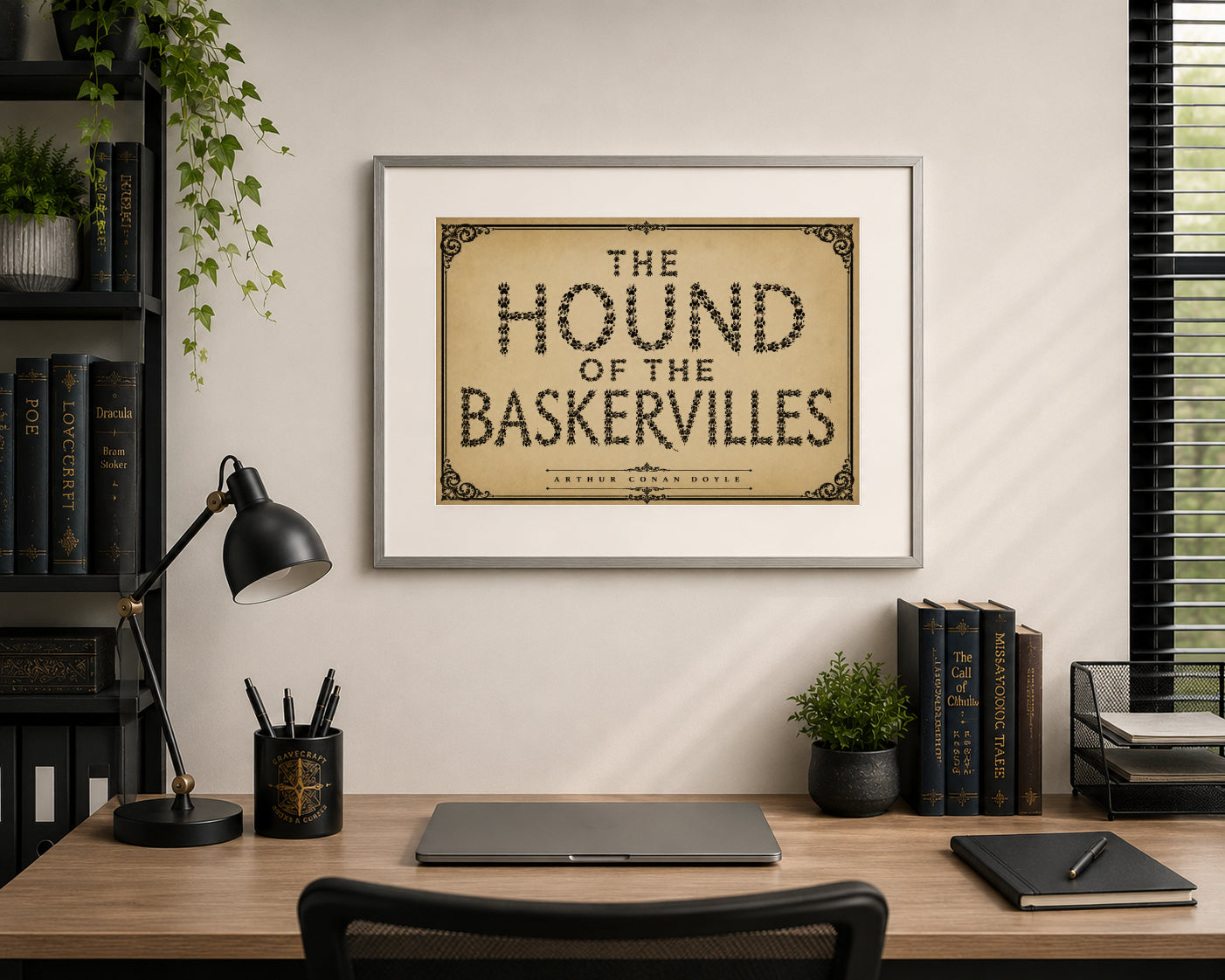 The Hound of the Baskervilles by Arthur Conan Doyle Art Print displayed as wall art
