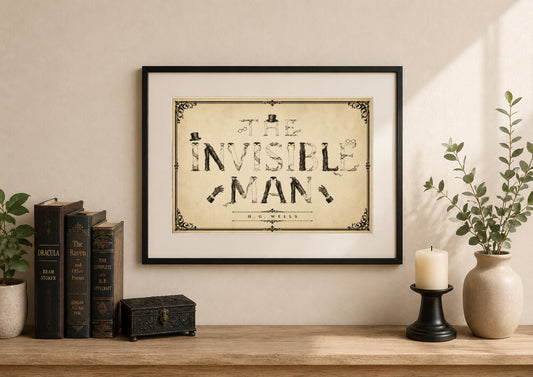 The Invisible Man by H. G. Wells Art Print displayed as wall art