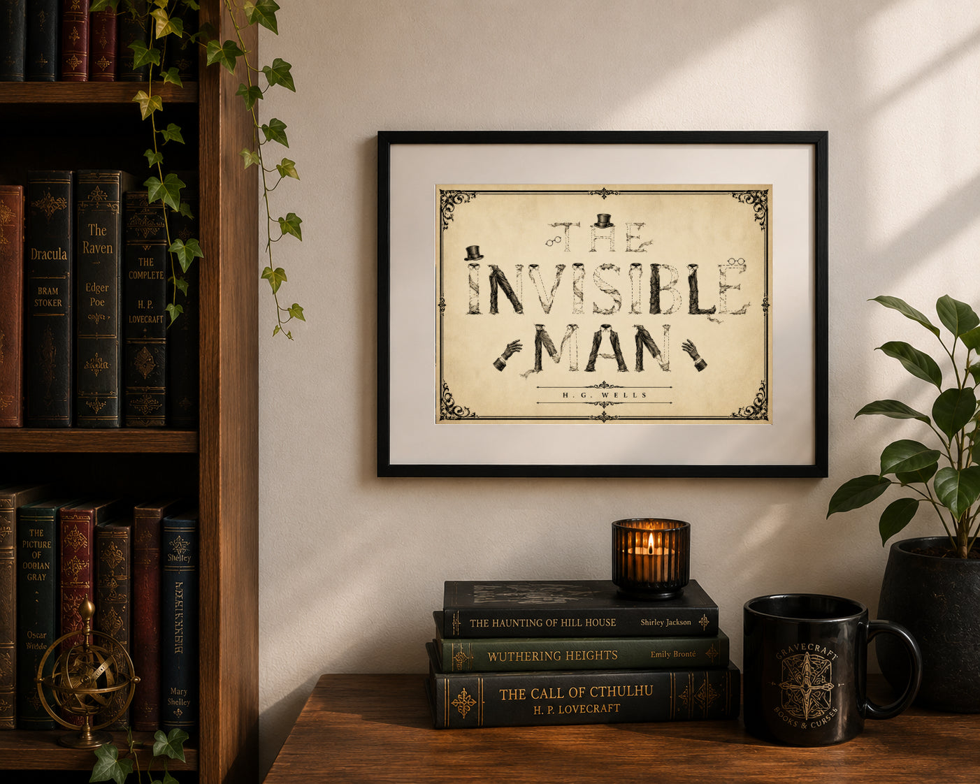 The Invisible Man by H. G. Wells Art Print displayed as wall art
