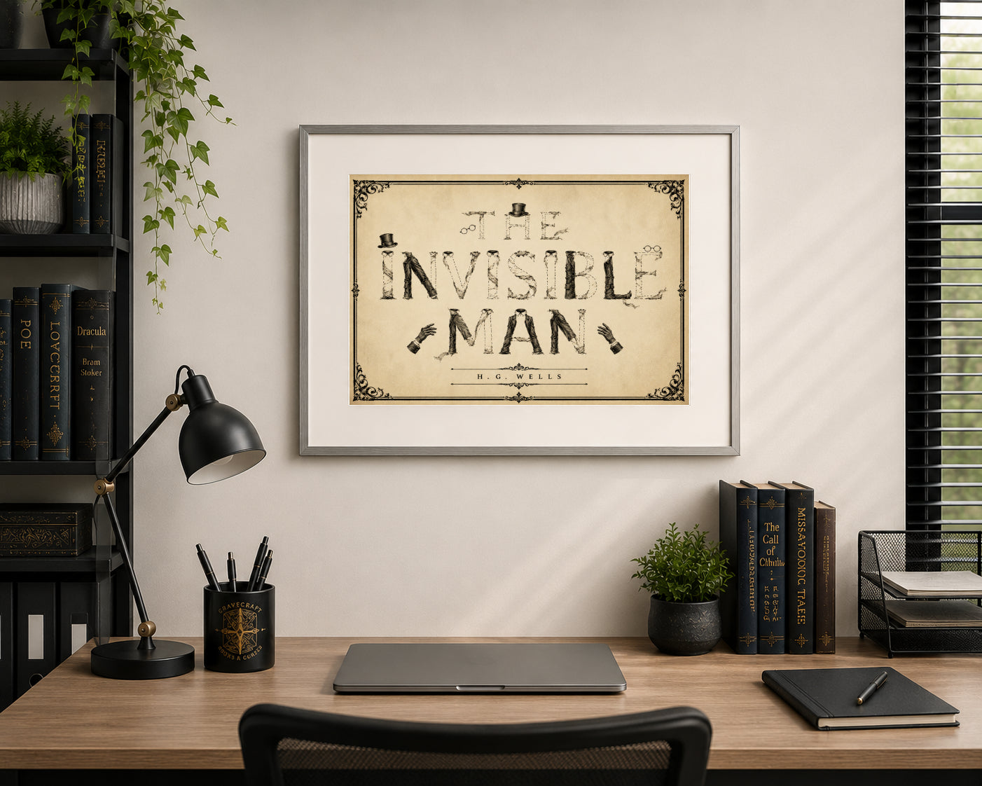 The Invisible Man by H. G. Wells Art Print displayed as wall art