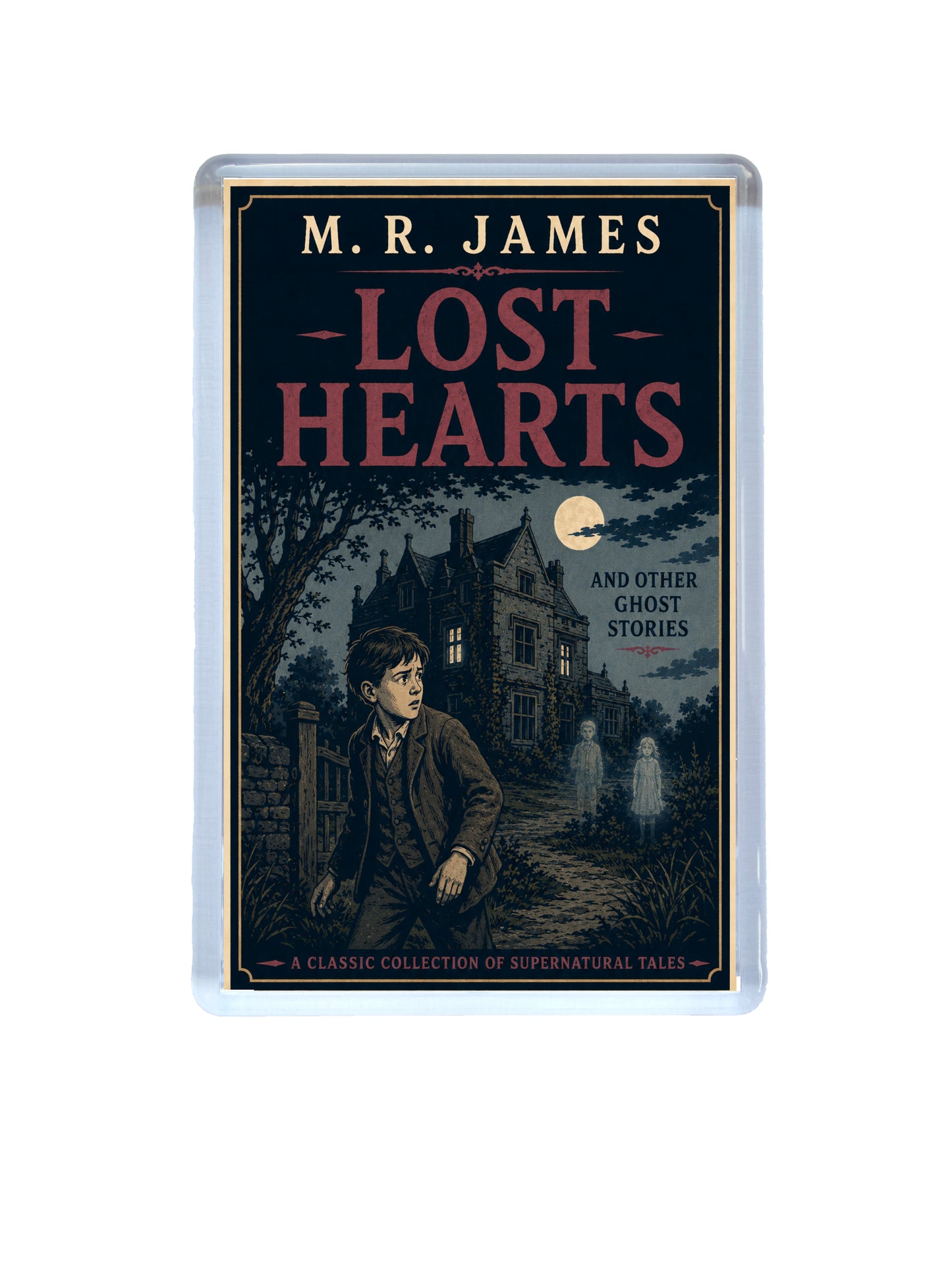 Book cover of 'Lost Hearts' by M.R. James with a dark, eerie illustration on a white background.