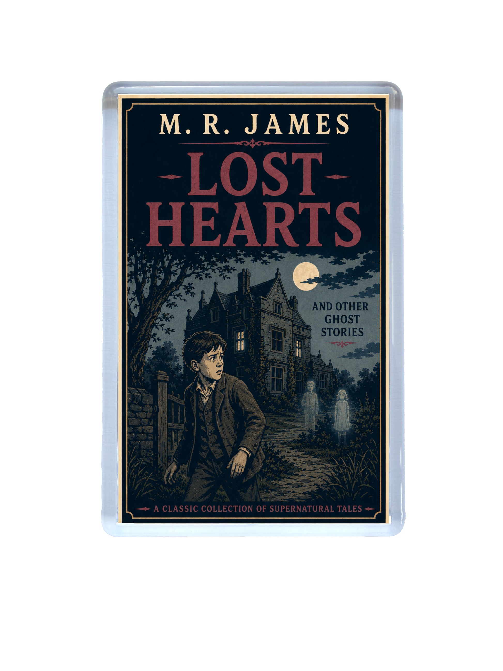 Book cover of 'Lost Hearts' by M.R. James with a dark, eerie illustration on a white background.