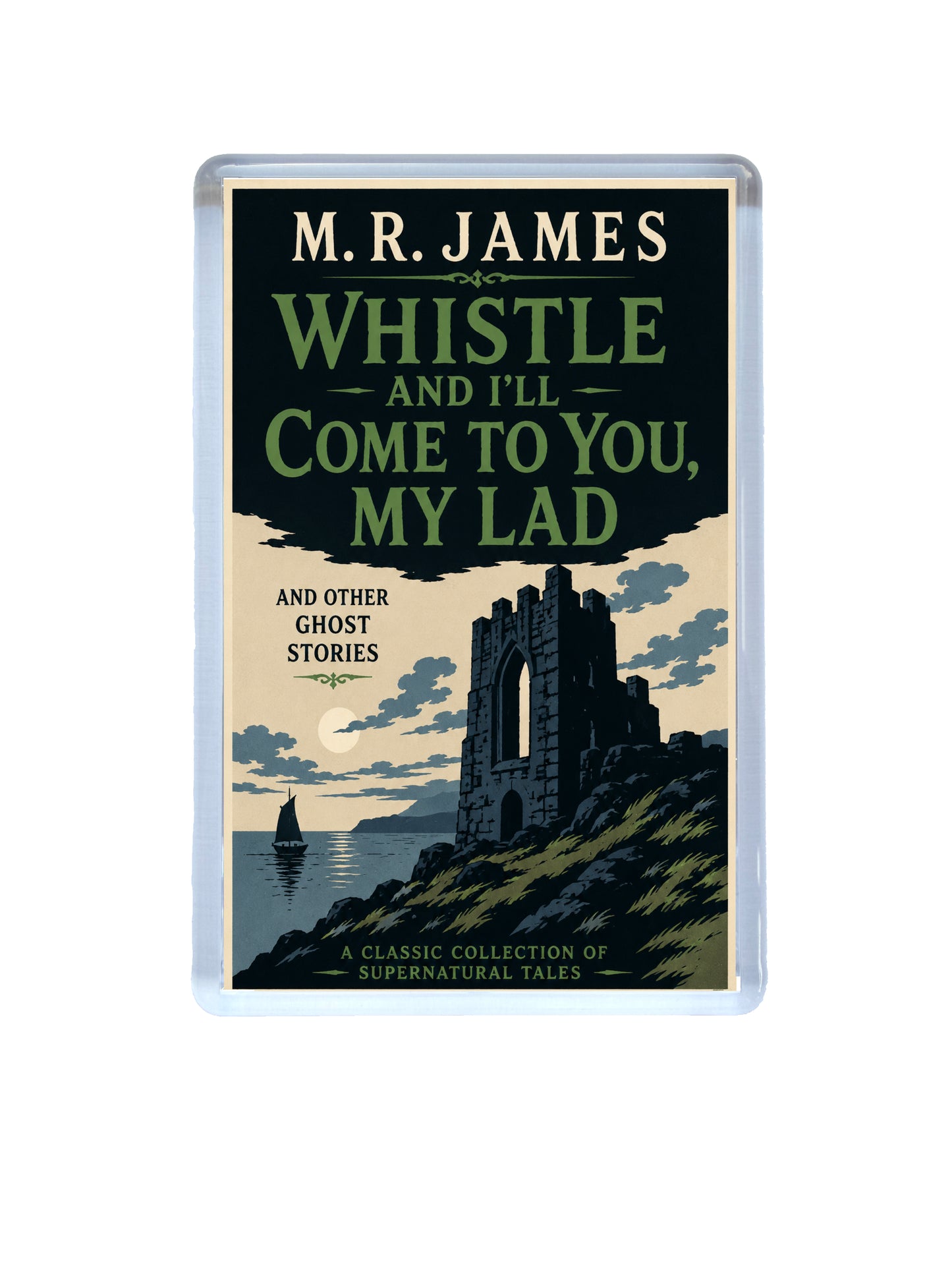Book cover of 'Whistle and I'll Come to You, My Lad' by M.R. James with a castle illustration on a white background