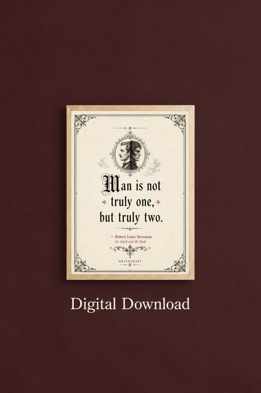Decorative print with a quote on a dark brown background