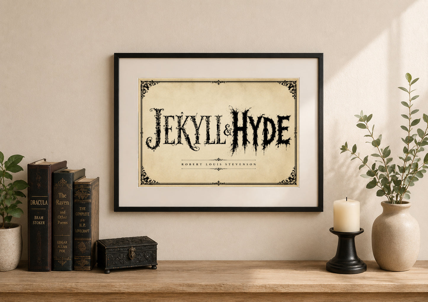 Jekyll and Hyde by Robert Louis Stevenson Art Print displayed as wall art