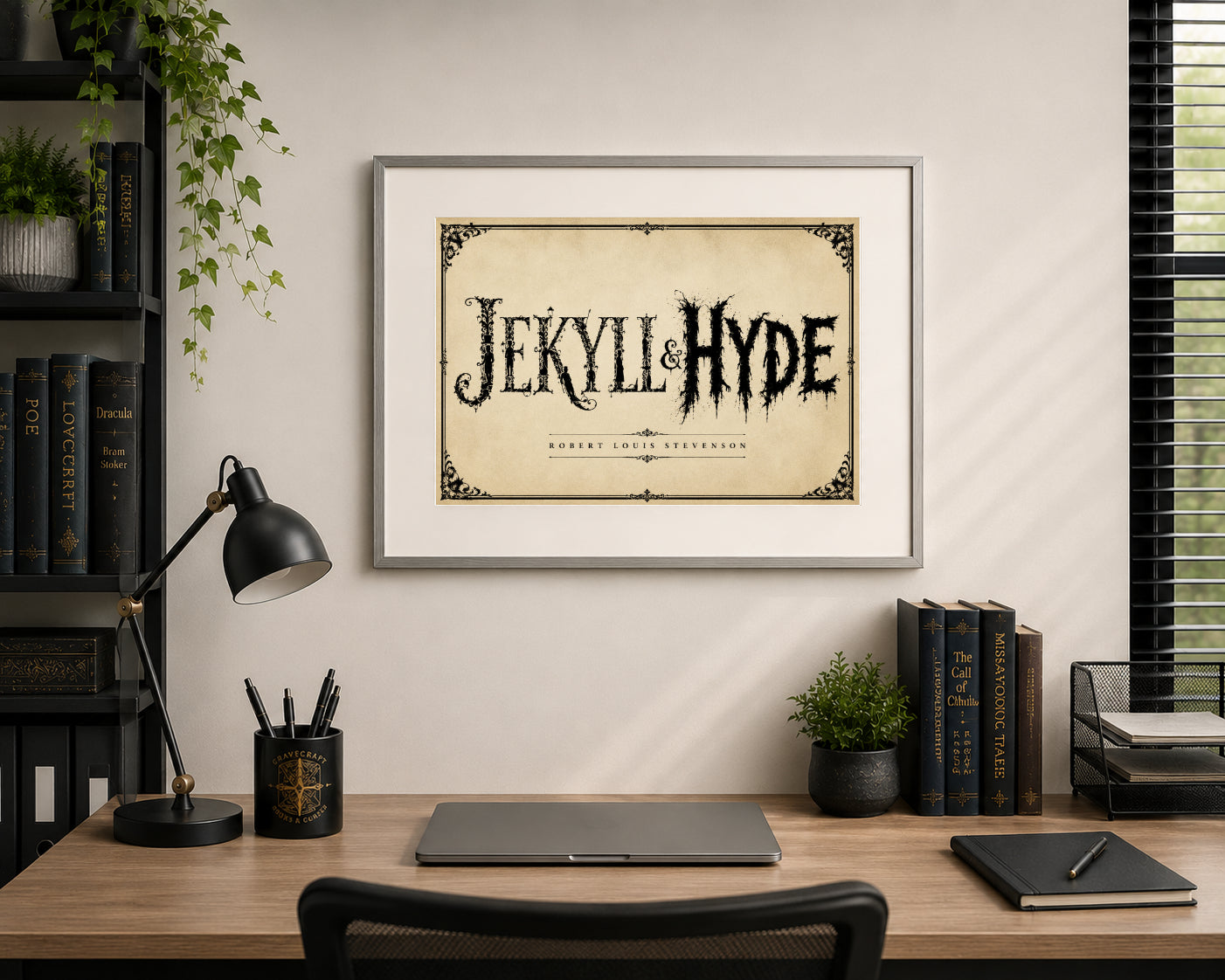 Jekyll and Hyde by Robert Louis Stevenson Art Print displayed as wall art