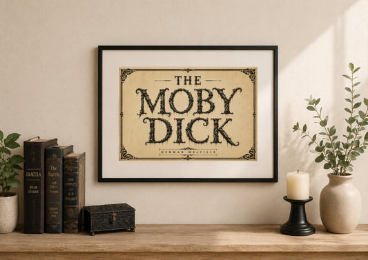Moby-Dick by Herman Melville Nautical Art Print displayed as wall art