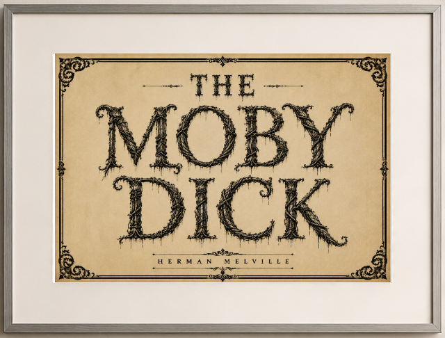 Moby-Dick by Herman Melville Nautical Art Print displayed as wall art