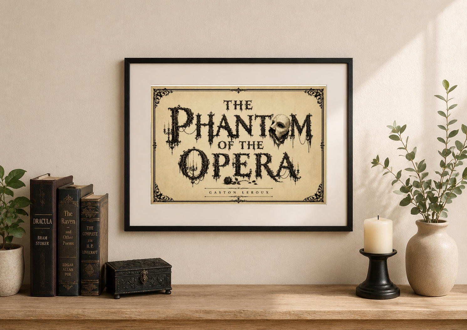 The Phantom of the Opera by Gaston Leroux Art Print displayed as wall art