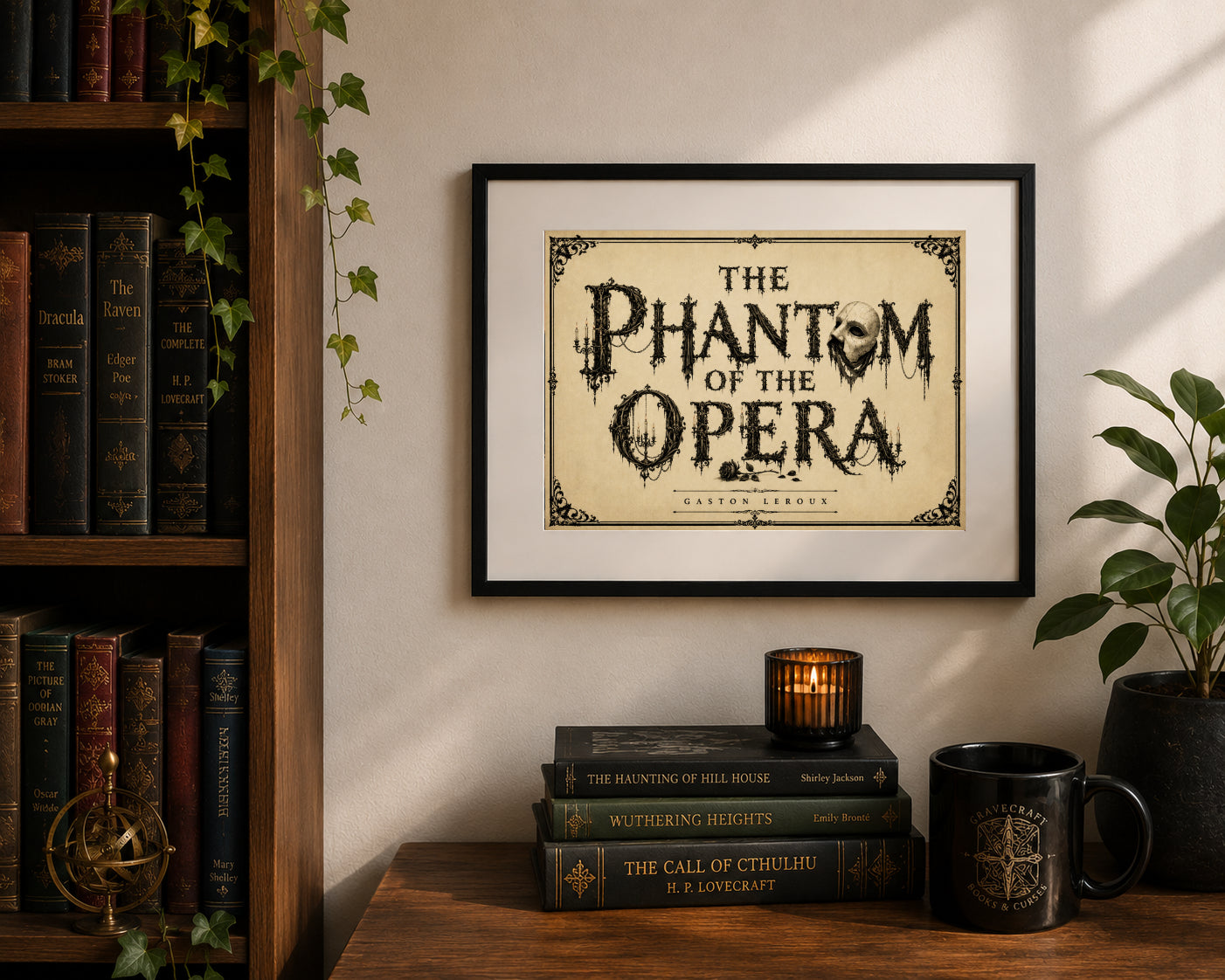 The Phantom of the Opera by Gaston Leroux Art Print displayed as wall art