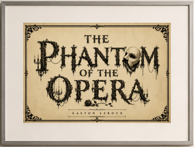 The Phantom of the Opera by Gaston Leroux Art Print displayed as wall art