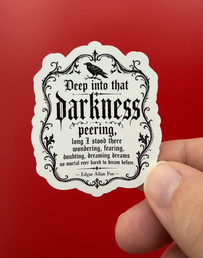 Decorative sticker with text on a red background