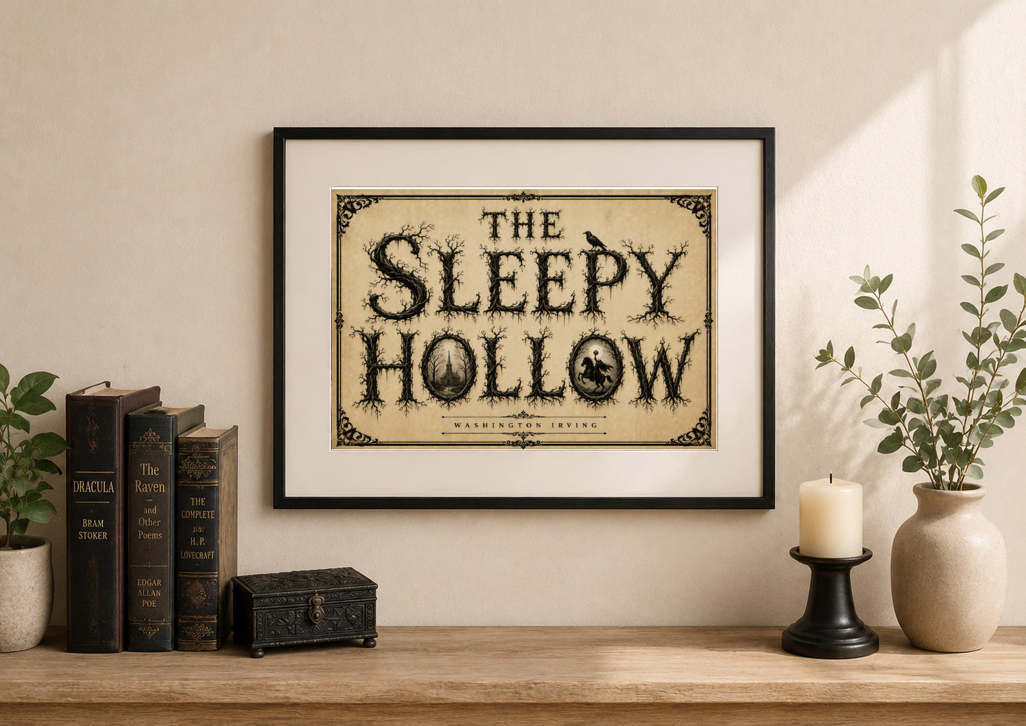 The Legend of Sleepy Hollow by Washington Irving Art Print displayed as wall art