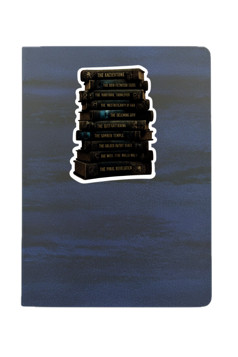 Stack of books with a blue water background