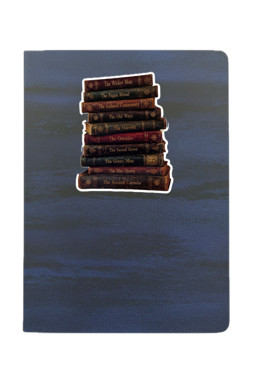 Folk Horror Book Stack Sticker — Pagan Ritual Vinyl Sticker | Gothic Bookish Gift | Horror Tropes Series | Waterproof