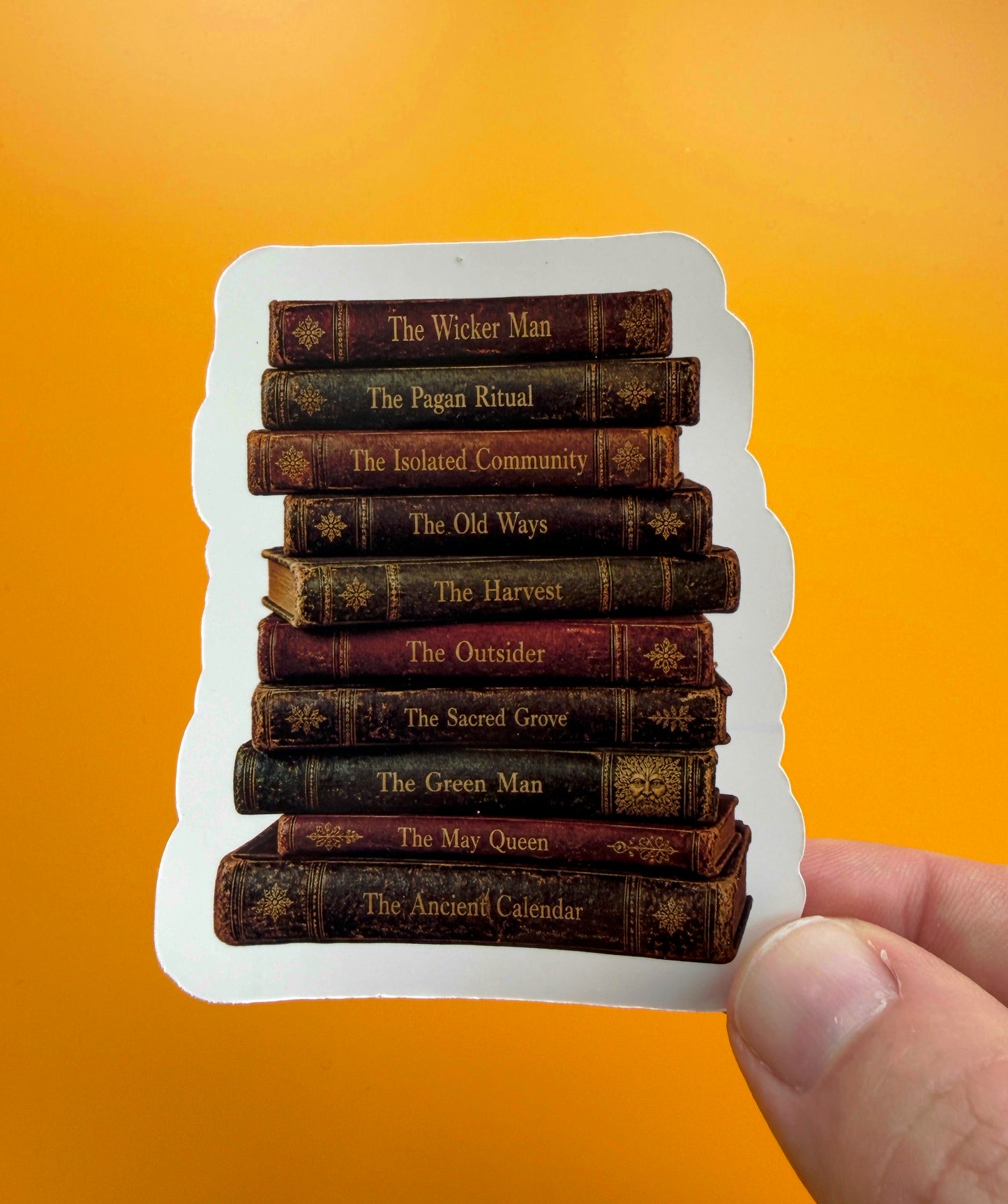 Folk Horror Book Stack Sticker — Pagan Ritual Vinyl Sticker | Gothic Bookish Gift | Horror Tropes Series | Waterproof