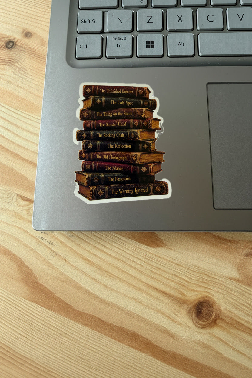 Stack of books sticker on a laptop