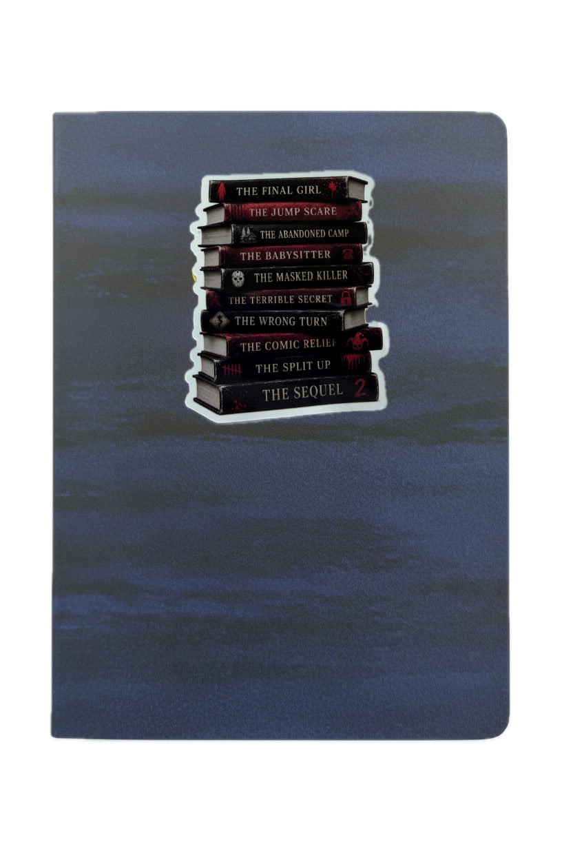 Stack of books with titles on a blue background