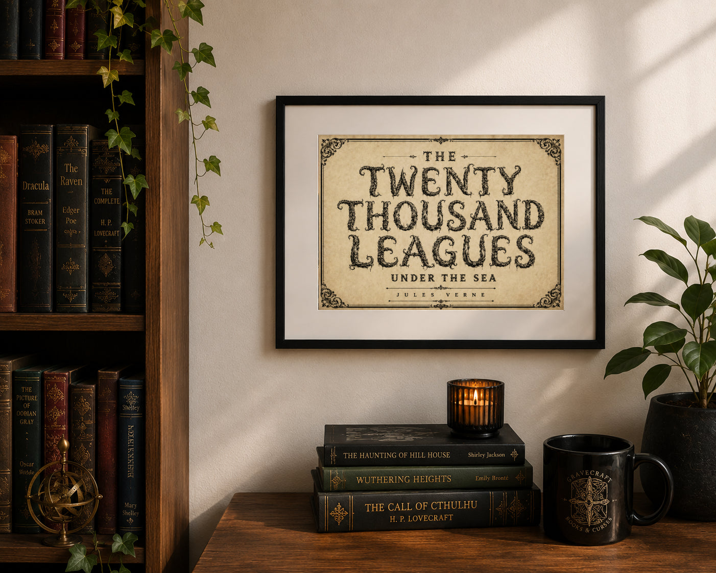 Twenty Thousand Leagues Under the Seas by Jules Verne Art Print displayed as wall art