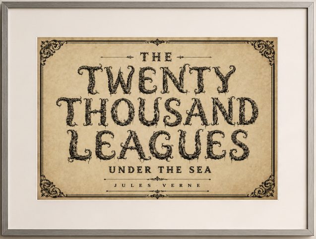 Twenty Thousand Leagues Under the Seas by Jules Verne Art Print displayed as wall art