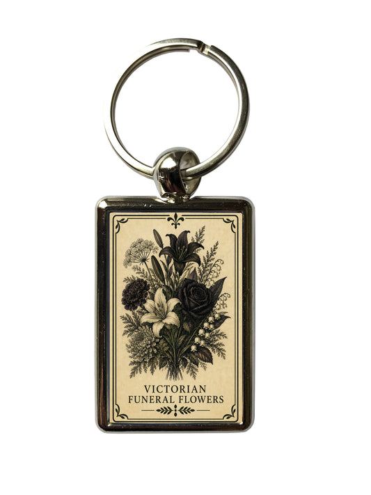 Victorian Funeral Flowers Gothic Metal Keyring