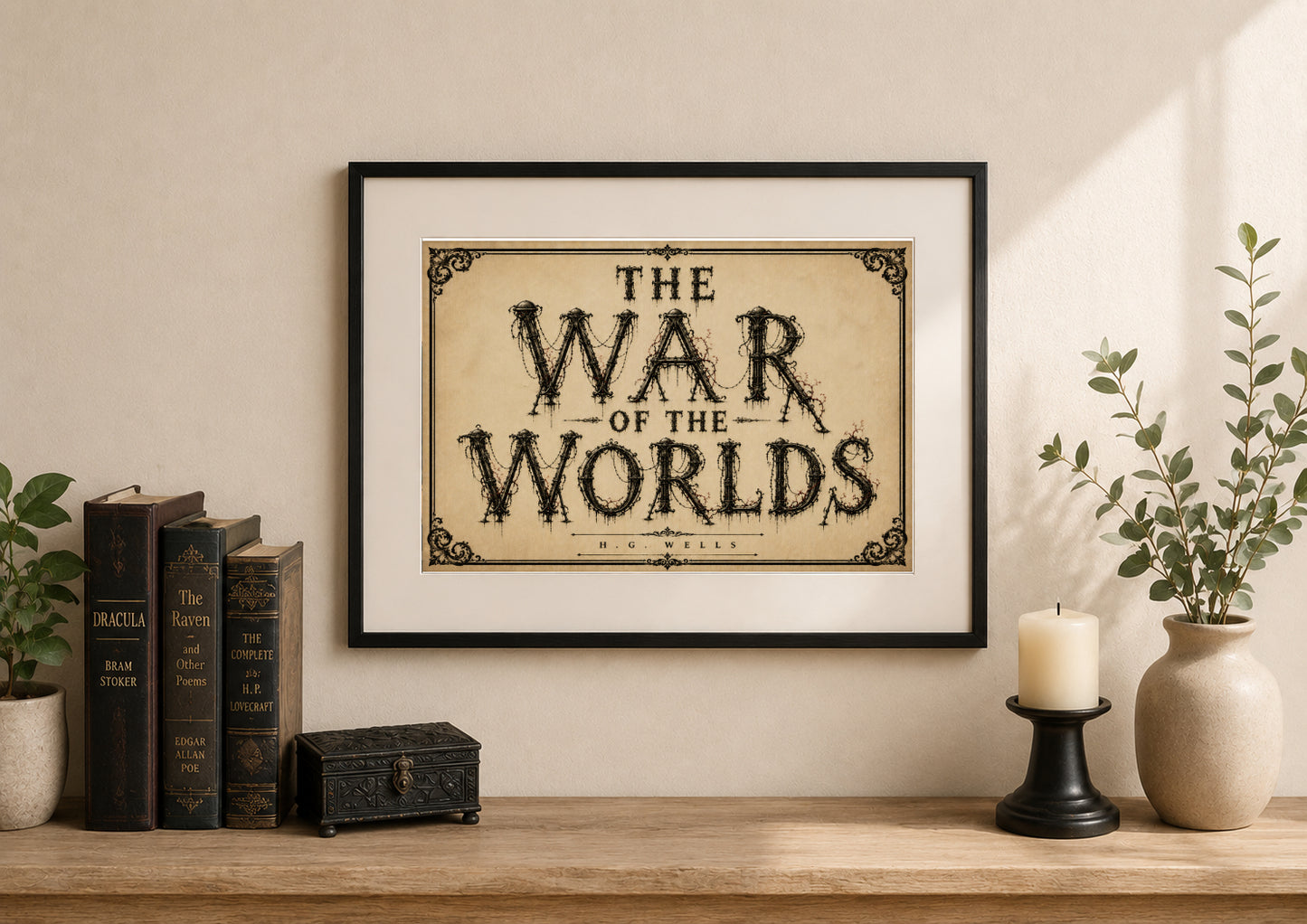 The War of the Worlds Barbed Wire by H. G. Wells Art Print displayed as wall art
