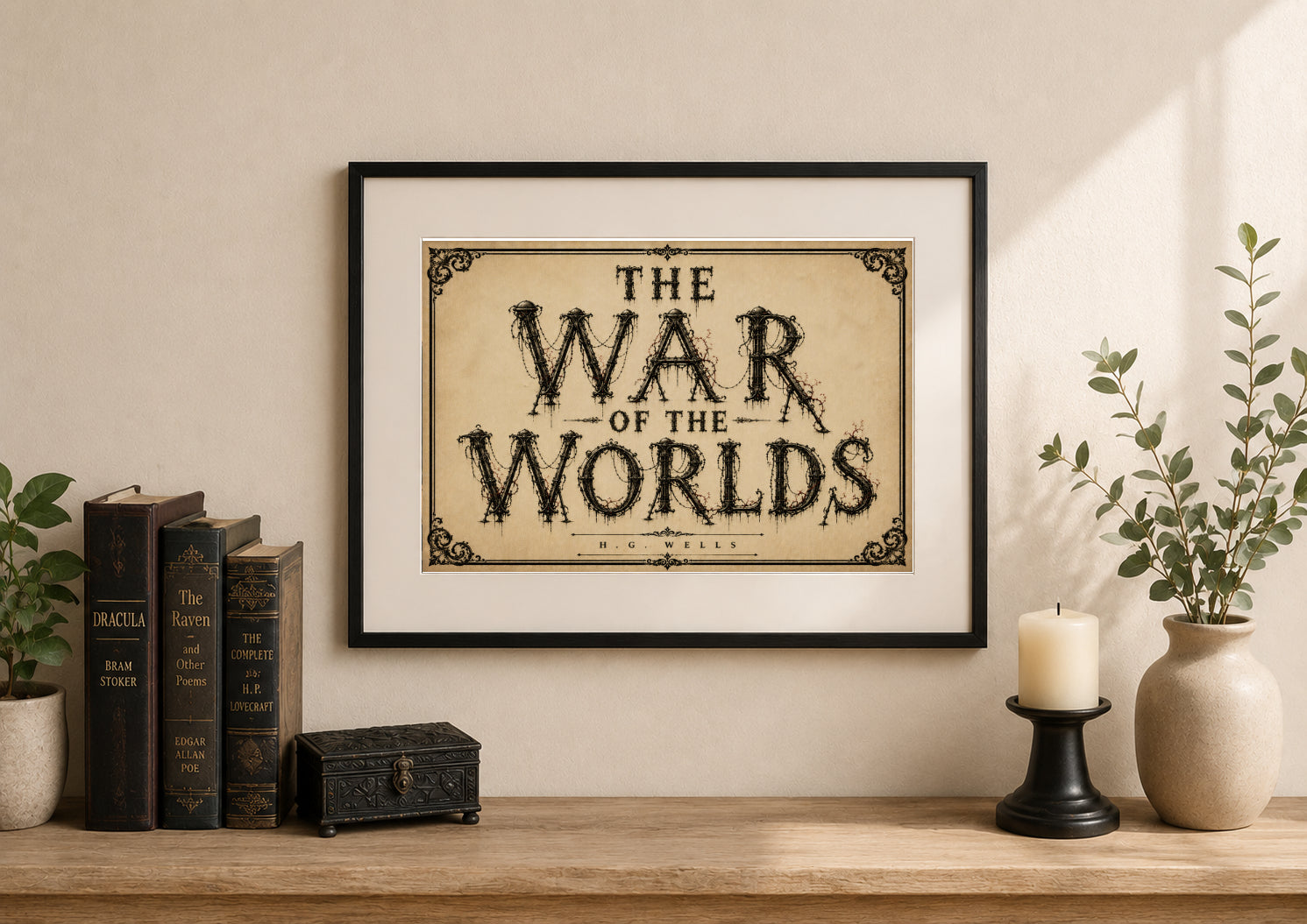 The War of the Worlds Barbed Wire by H. G. Wells Art Print displayed as wall art