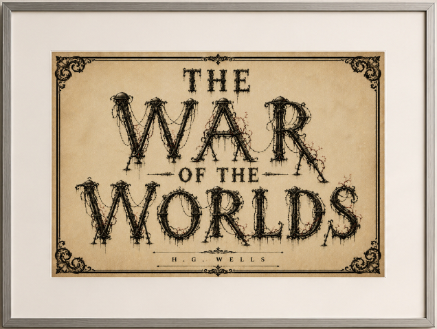 The War of the Worlds Barbed Wire by H. G. Wells Art Print displayed as wall art