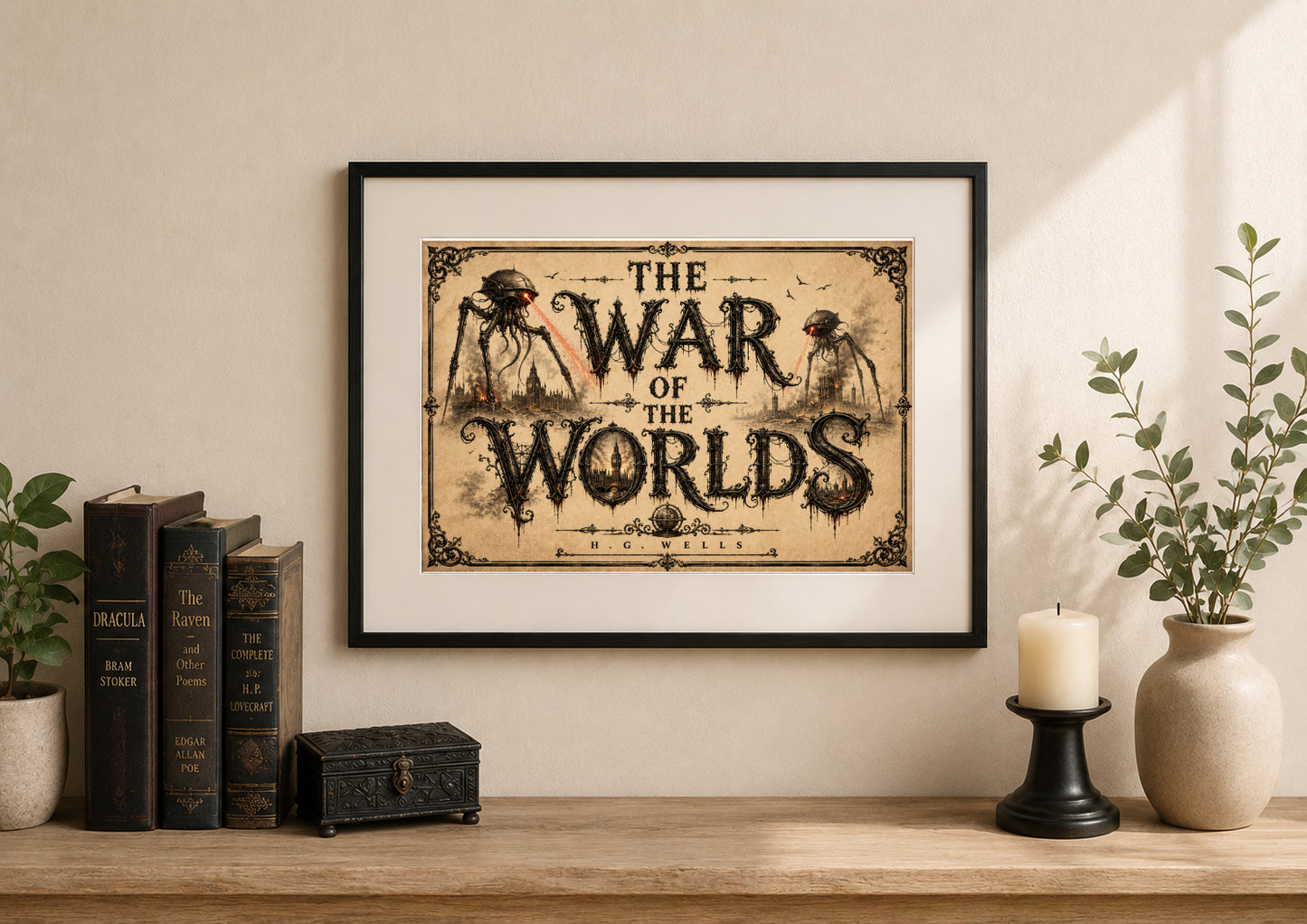 The War of the Worlds Tripods by H. G. Wells Art Print displayed as wall art